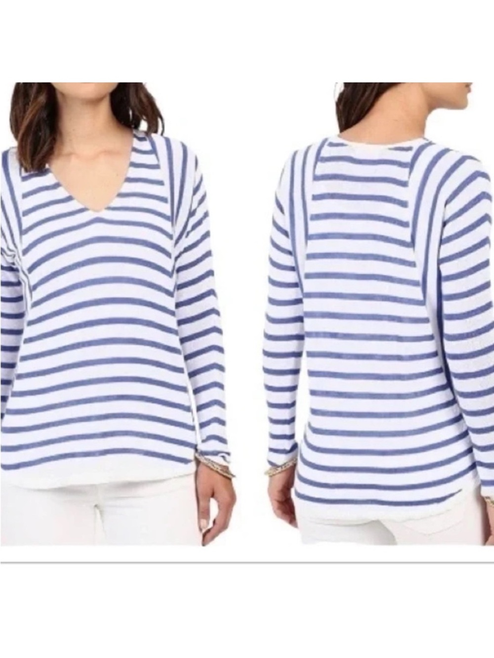 NEW Lilly Pulitzer Striped V-Neck Long Sleeve Top Size Small